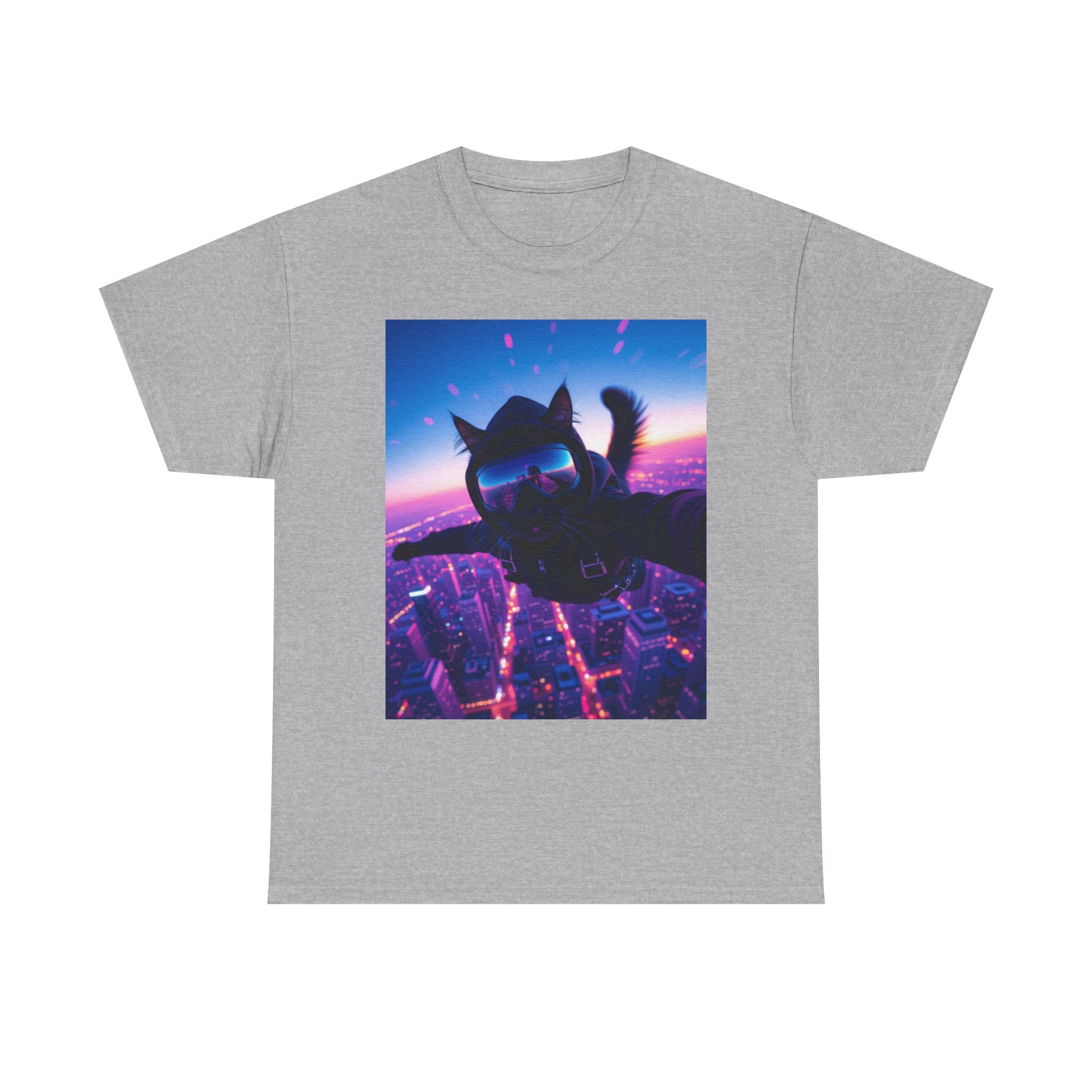 Skydiving Cat, Unisex Cotton Tee