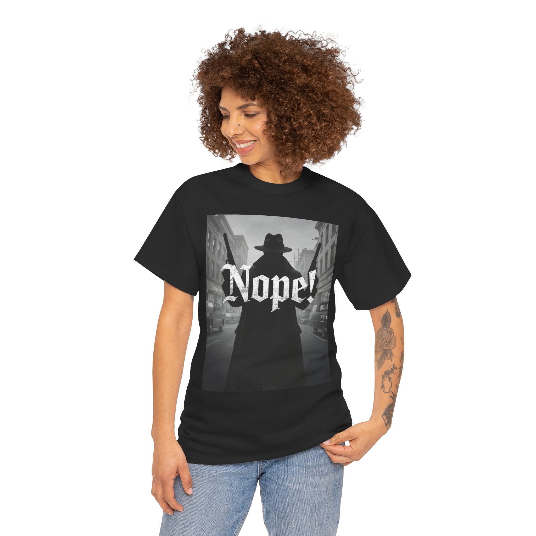 Nope! With Guns, Unisex Cotton Tee