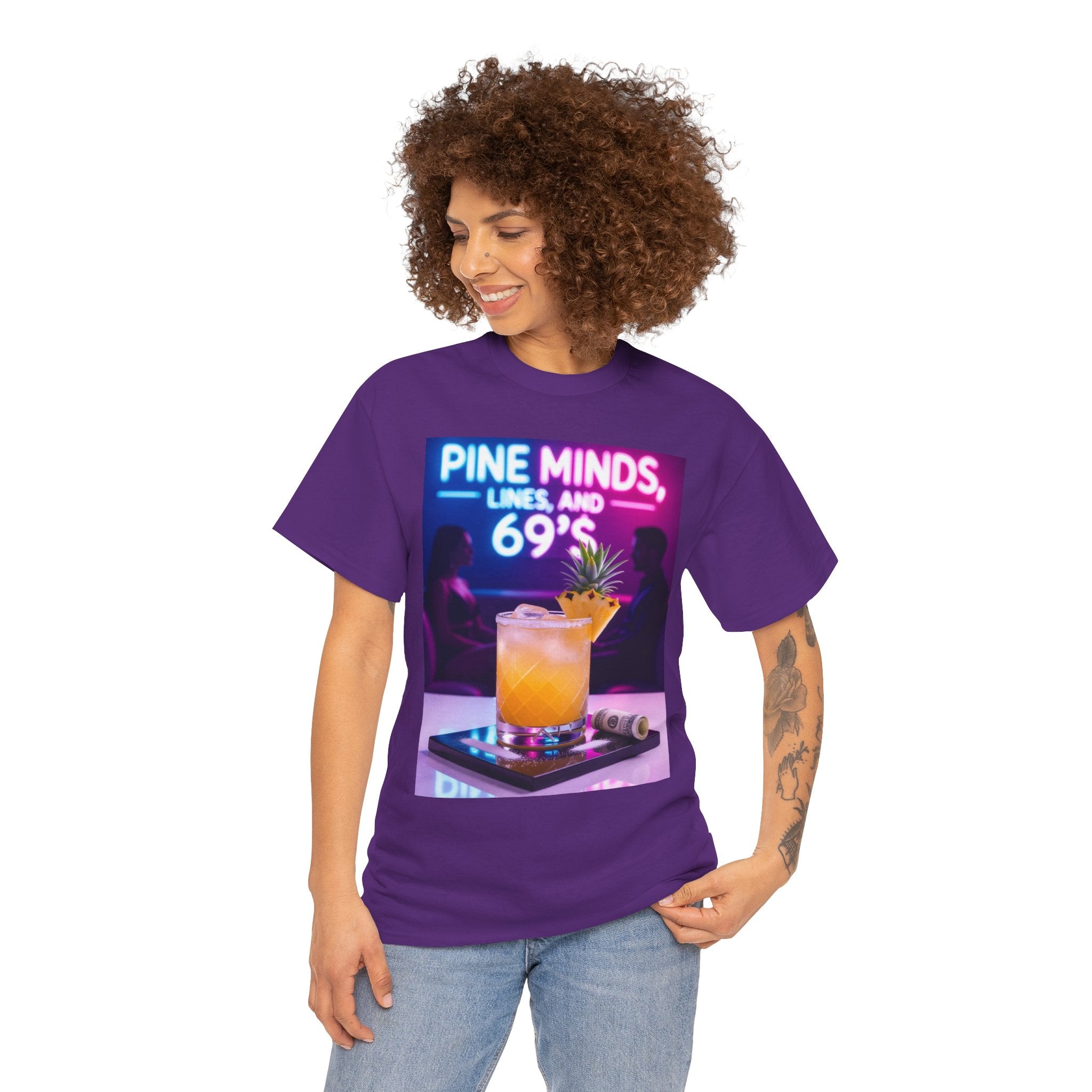 Pine Minds, Lines, and 69’s, Unisex Cotton Tee