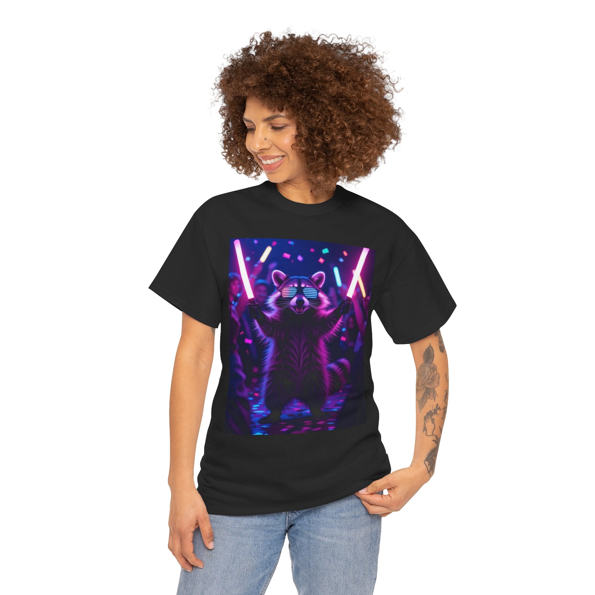 Raccoon Raver, Unisex Cotton Tee