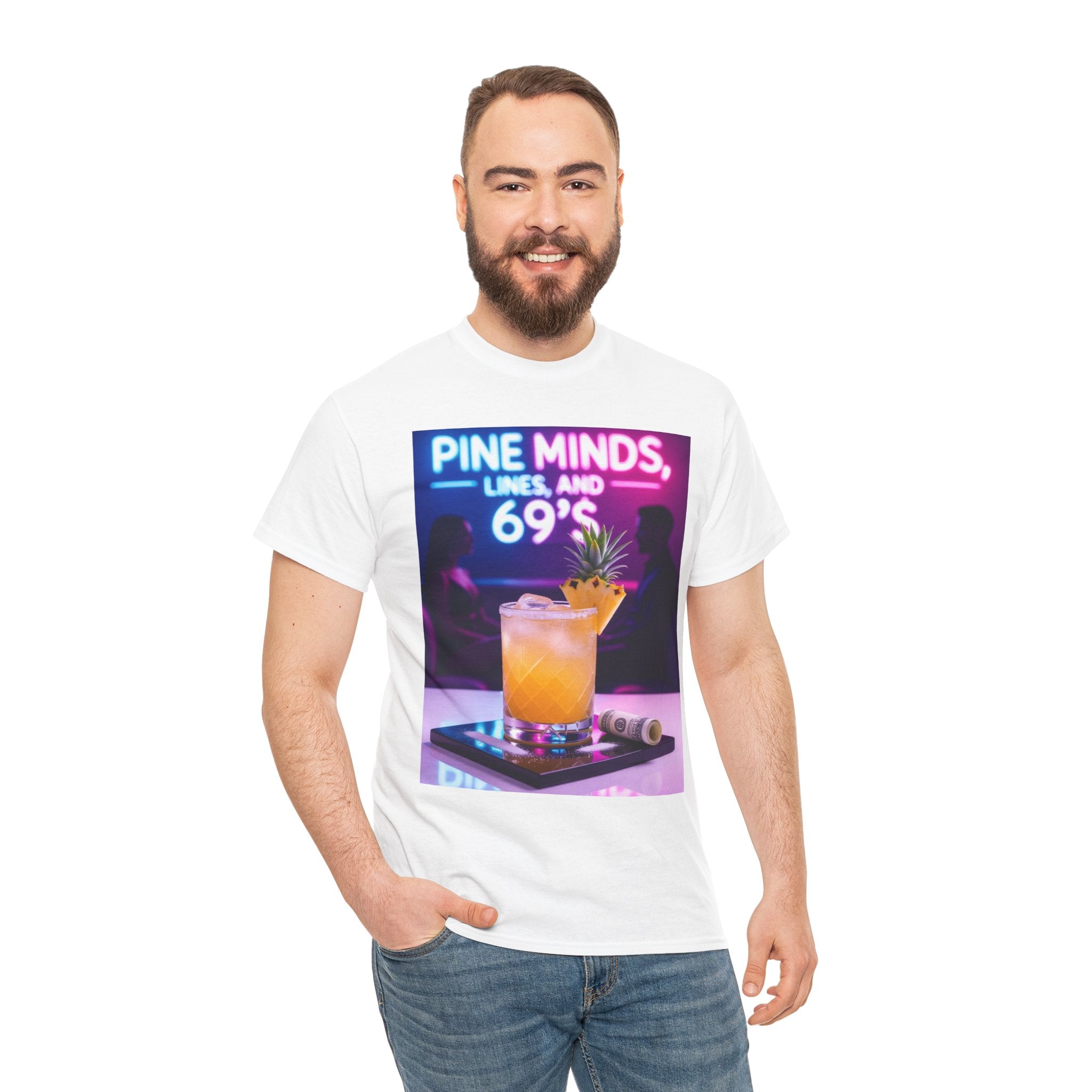 Pine Minds, Lines, and 69’s, Unisex Cotton Tee