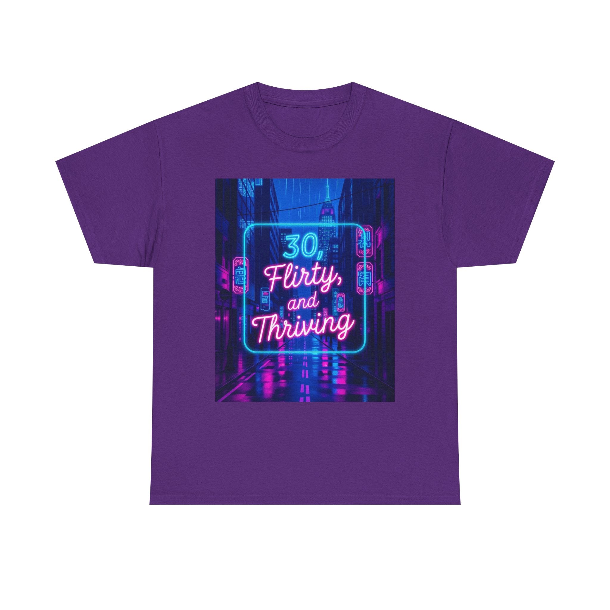 30, Flirty, and Thriving, Unisex Cotton Tee