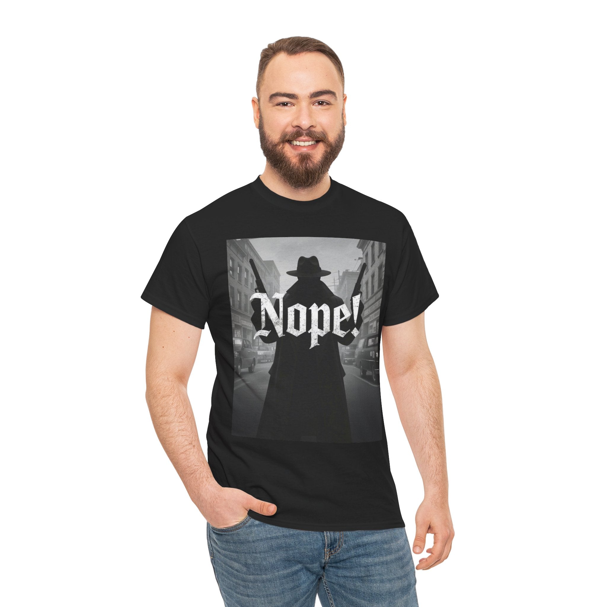 Nope! With Guns, Unisex Cotton Tee