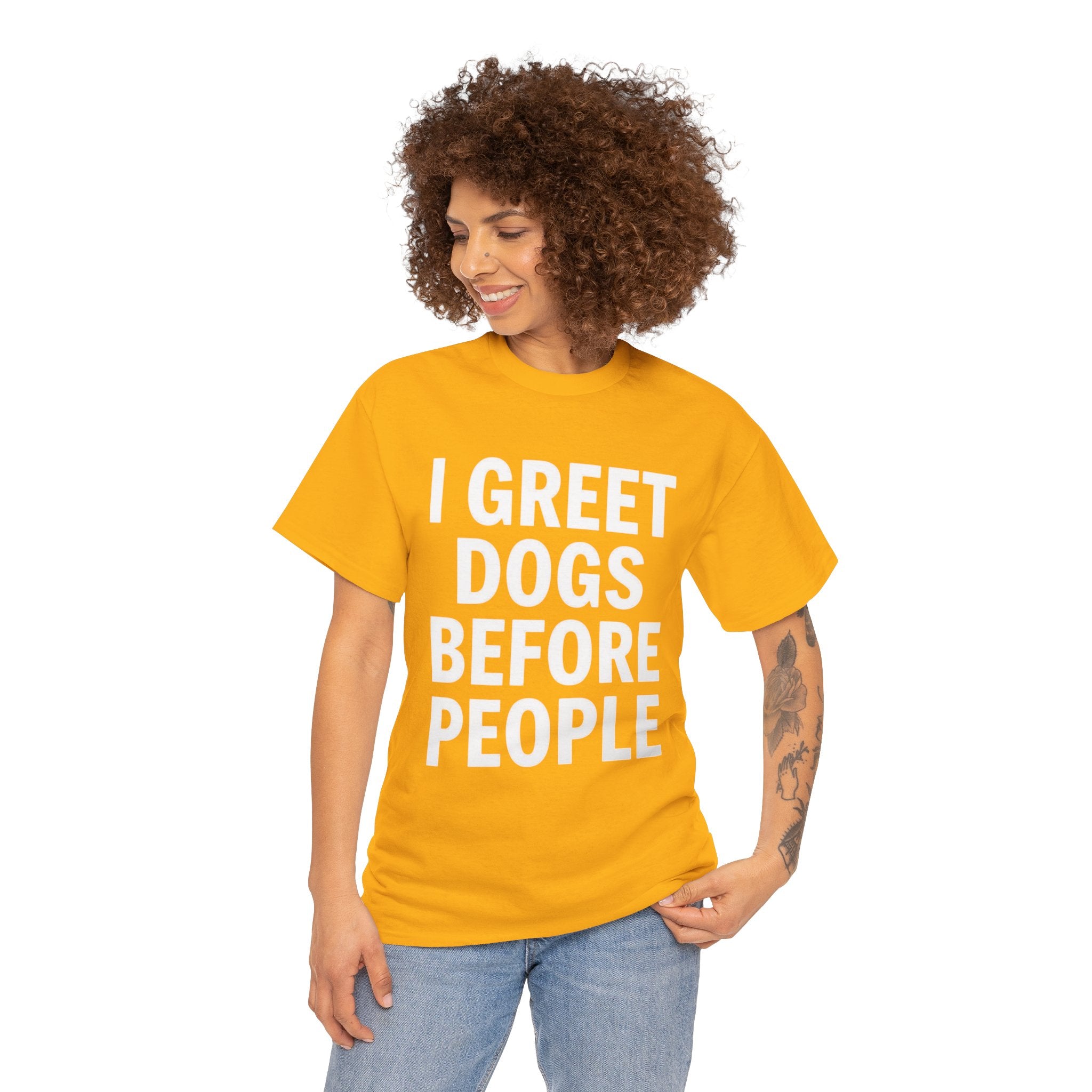 I Greet Dogs Before People, Unisex Cotton Tee