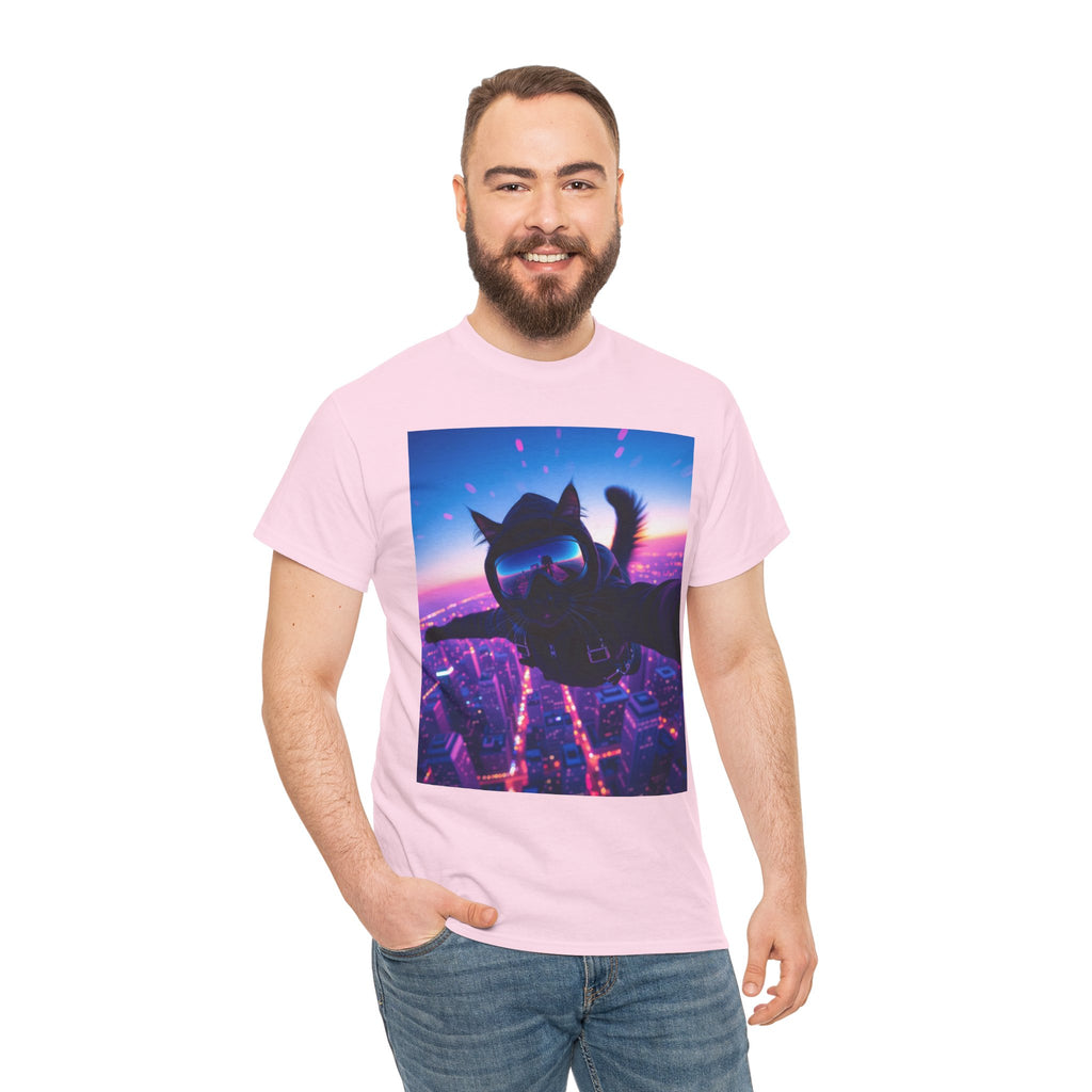 Skydiving Cat, Unisex Cotton Tee