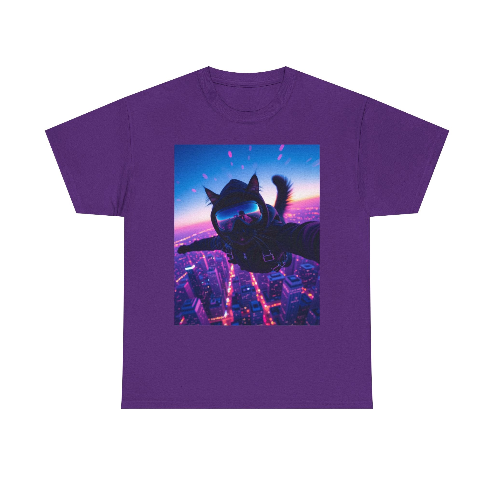 Skydiving Cat, Unisex Cotton Tee
