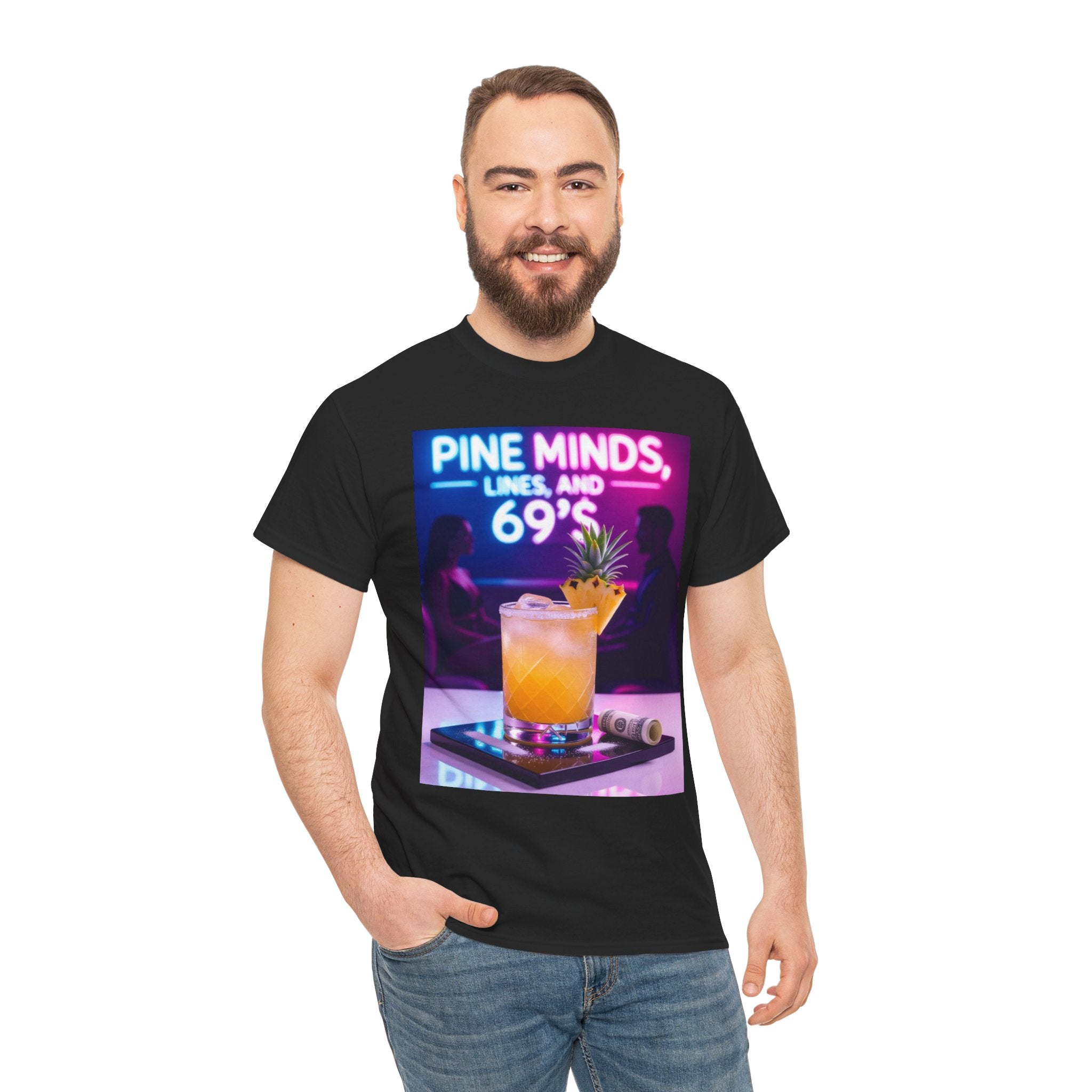 Pine Minds, Lines, and 69’s, Unisex Cotton Tee