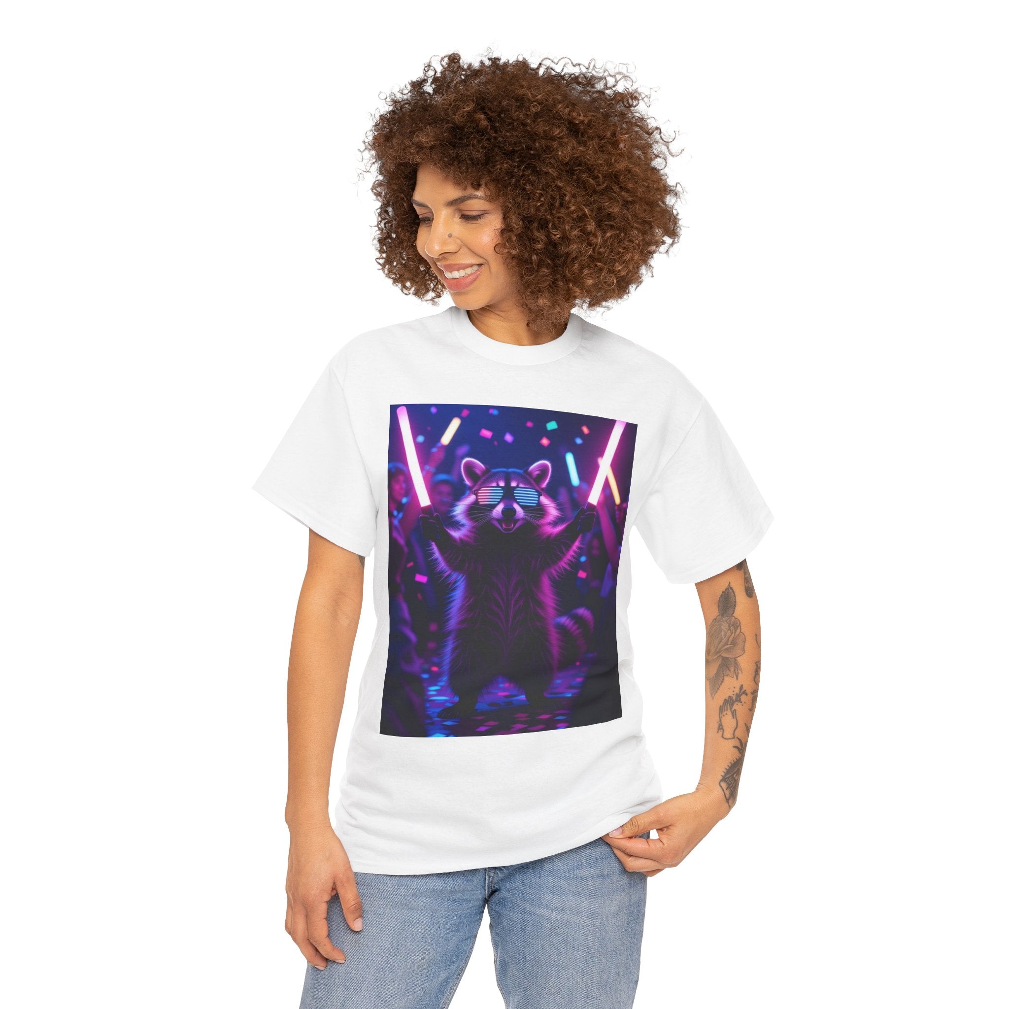 Raccoon Raver, Unisex Cotton Tee