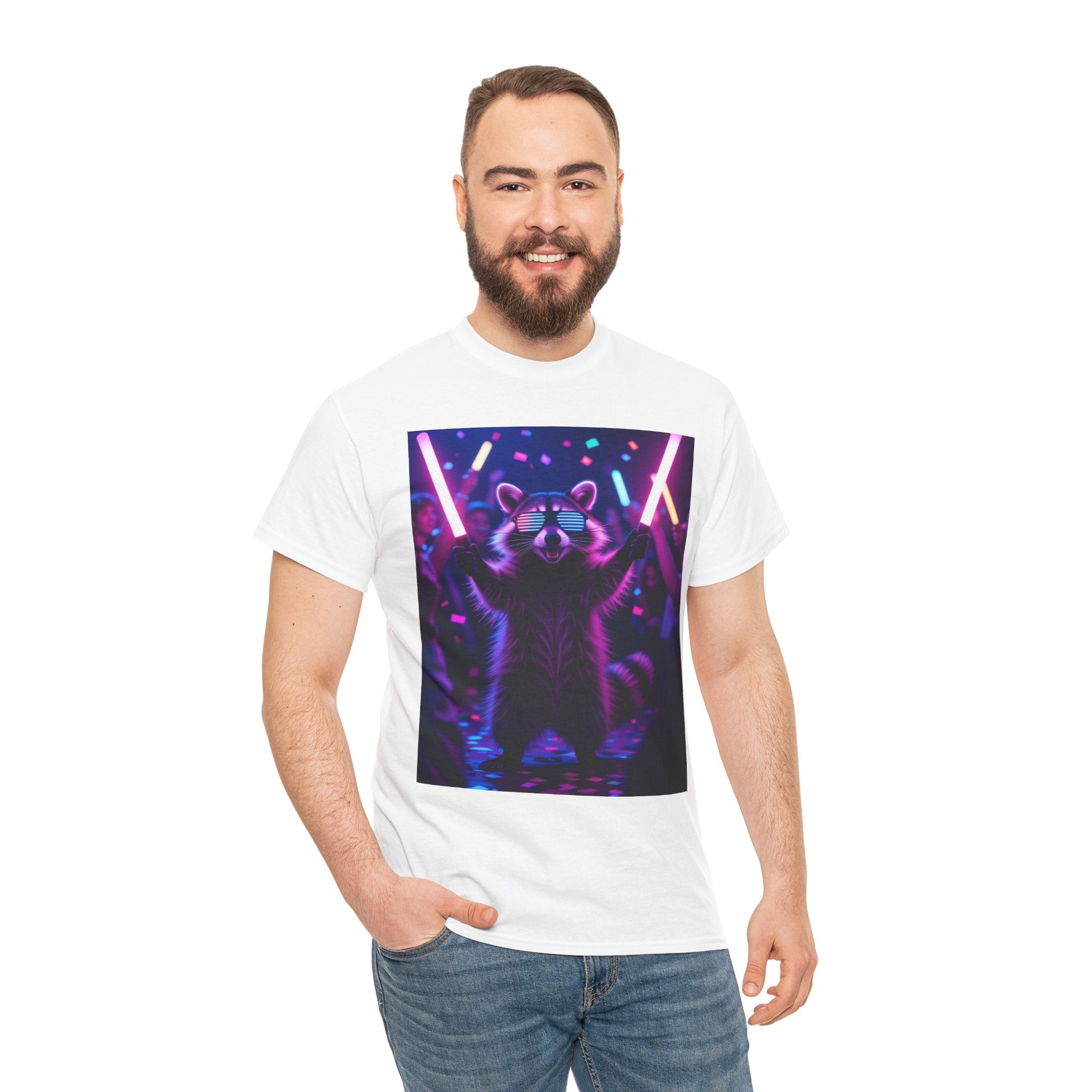 Raccoon Raver, Unisex Cotton Tee
