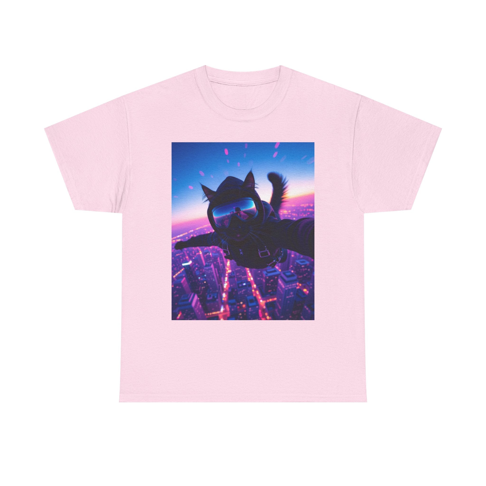 Skydiving Cat, Unisex Cotton Tee