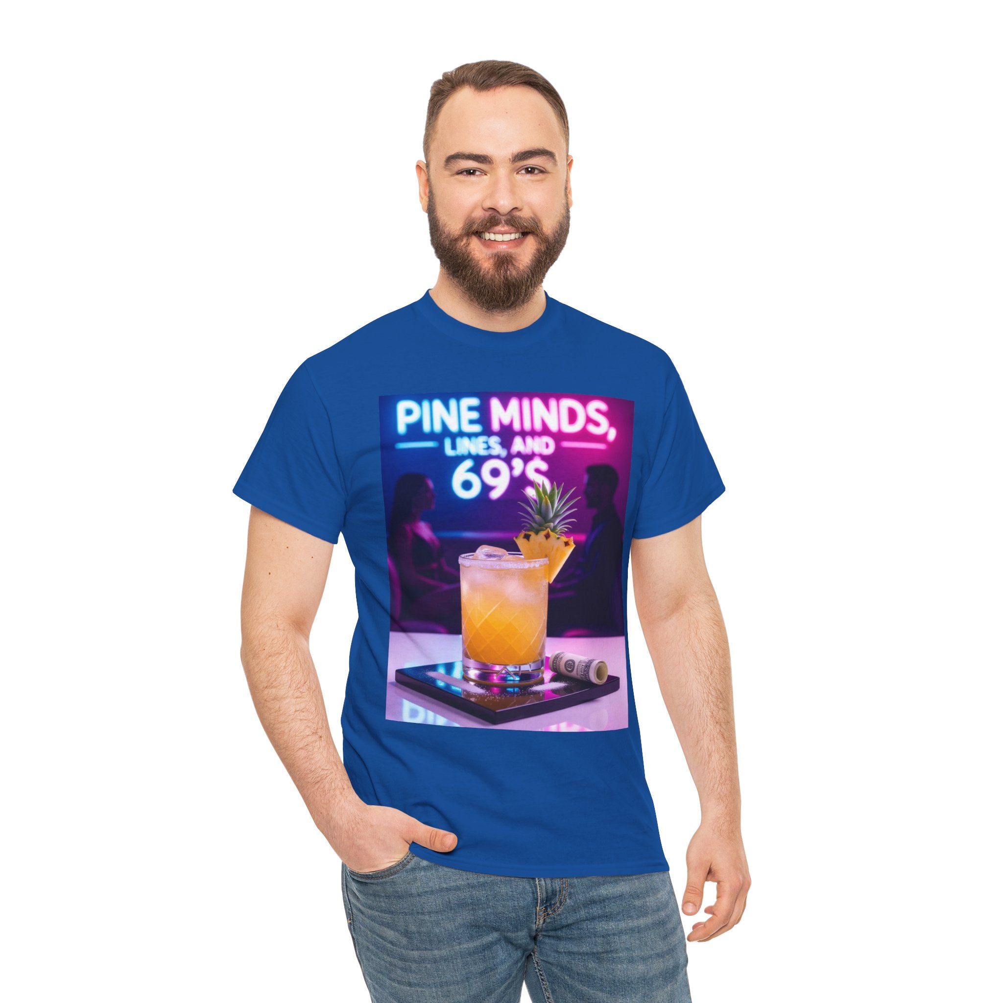 Pine Minds, Lines, and 69’s, Unisex Cotton Tee