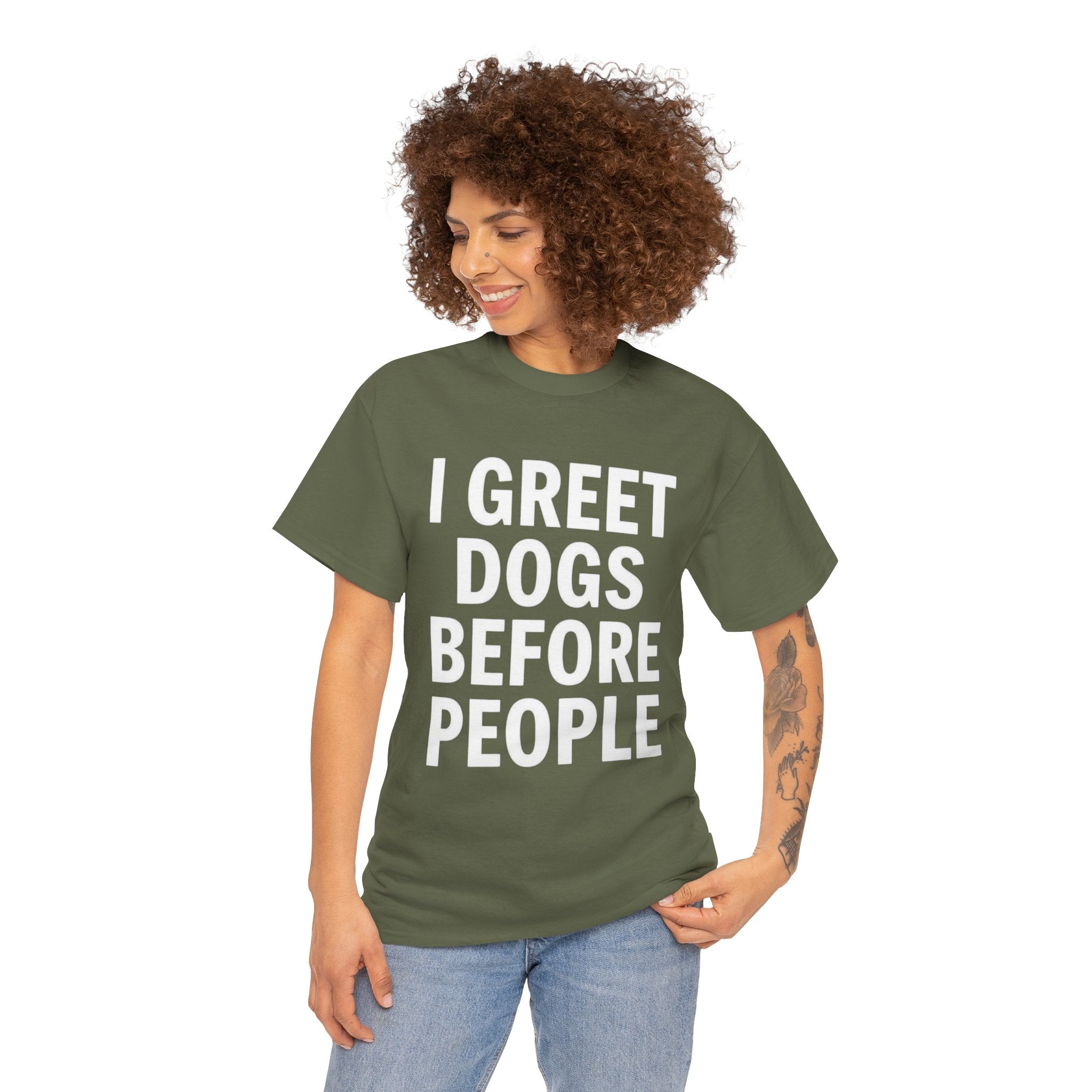 I Greet Dogs Before People, Unisex Cotton Tee