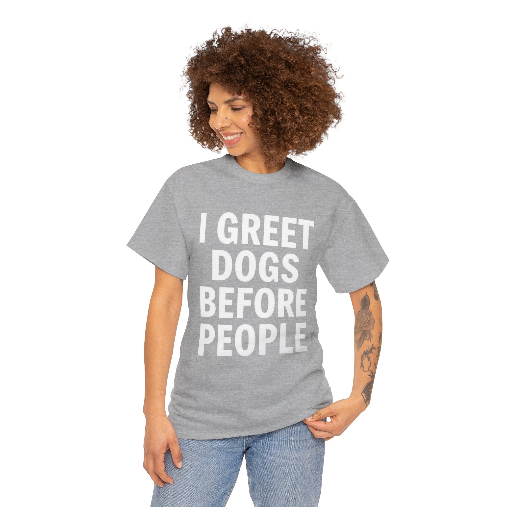 I Greet Dogs Before People, Unisex Cotton Tee