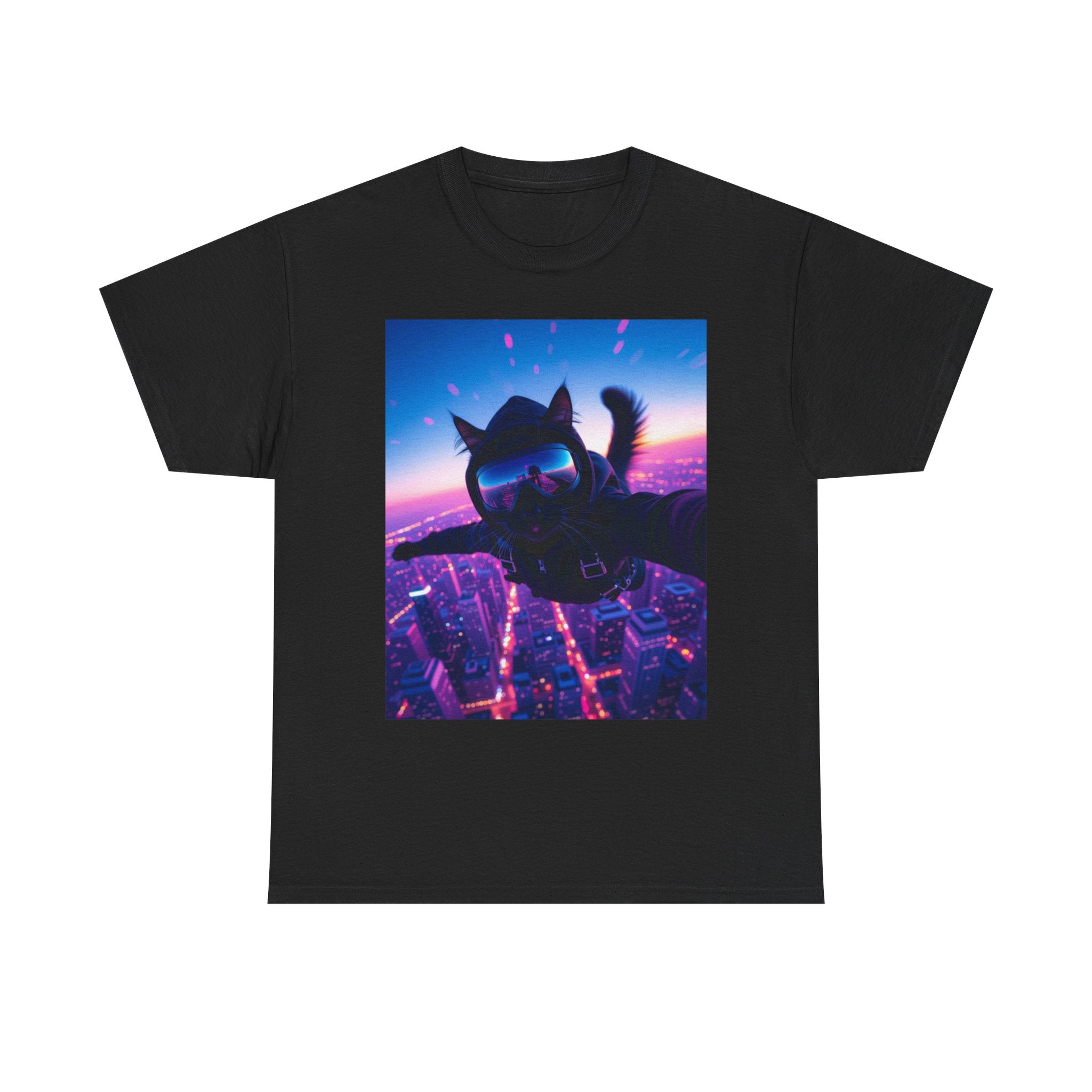 Skydiving Cat, Unisex Cotton Tee