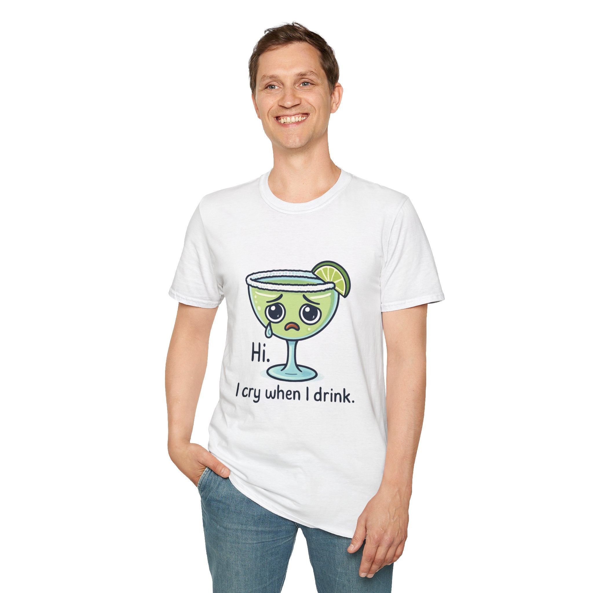 Hi. I cry when I drink, Unisex Cotton Tee