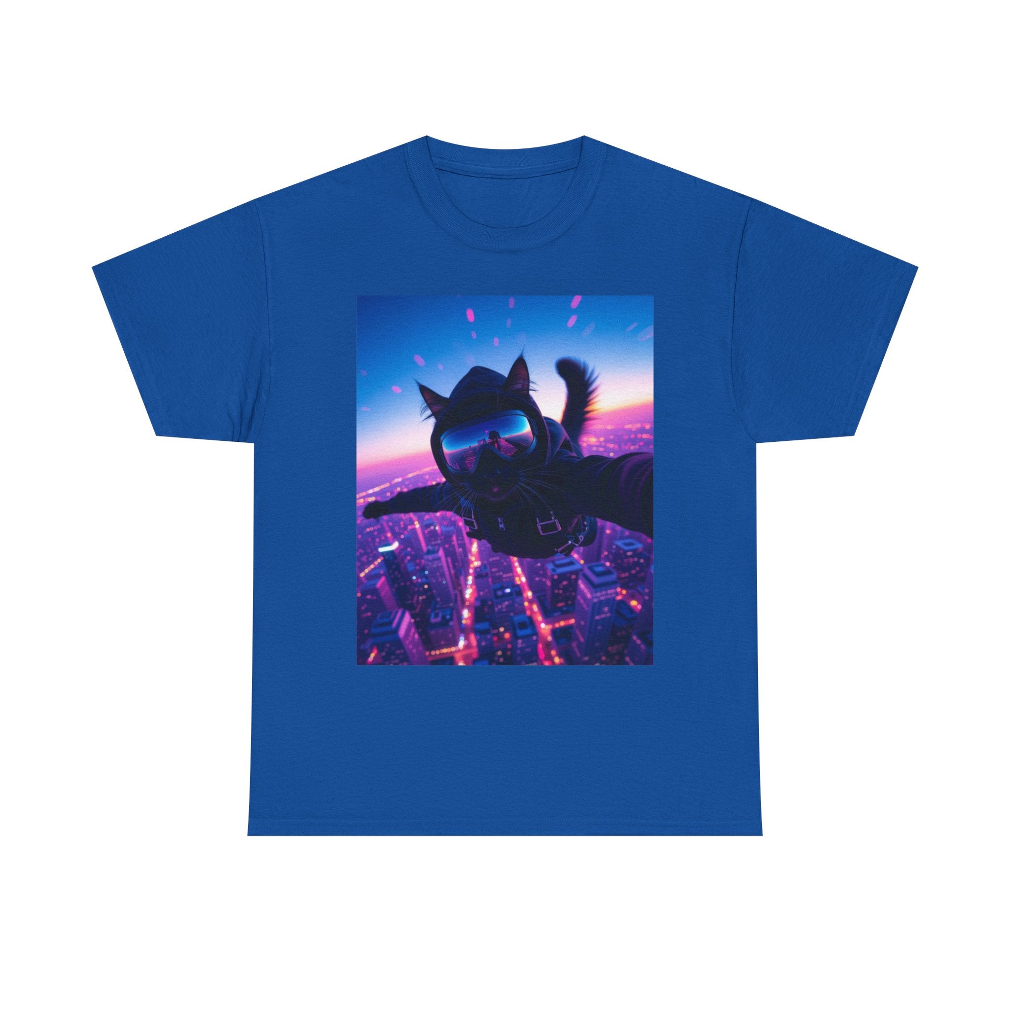 Skydiving Cat, Unisex Cotton Tee