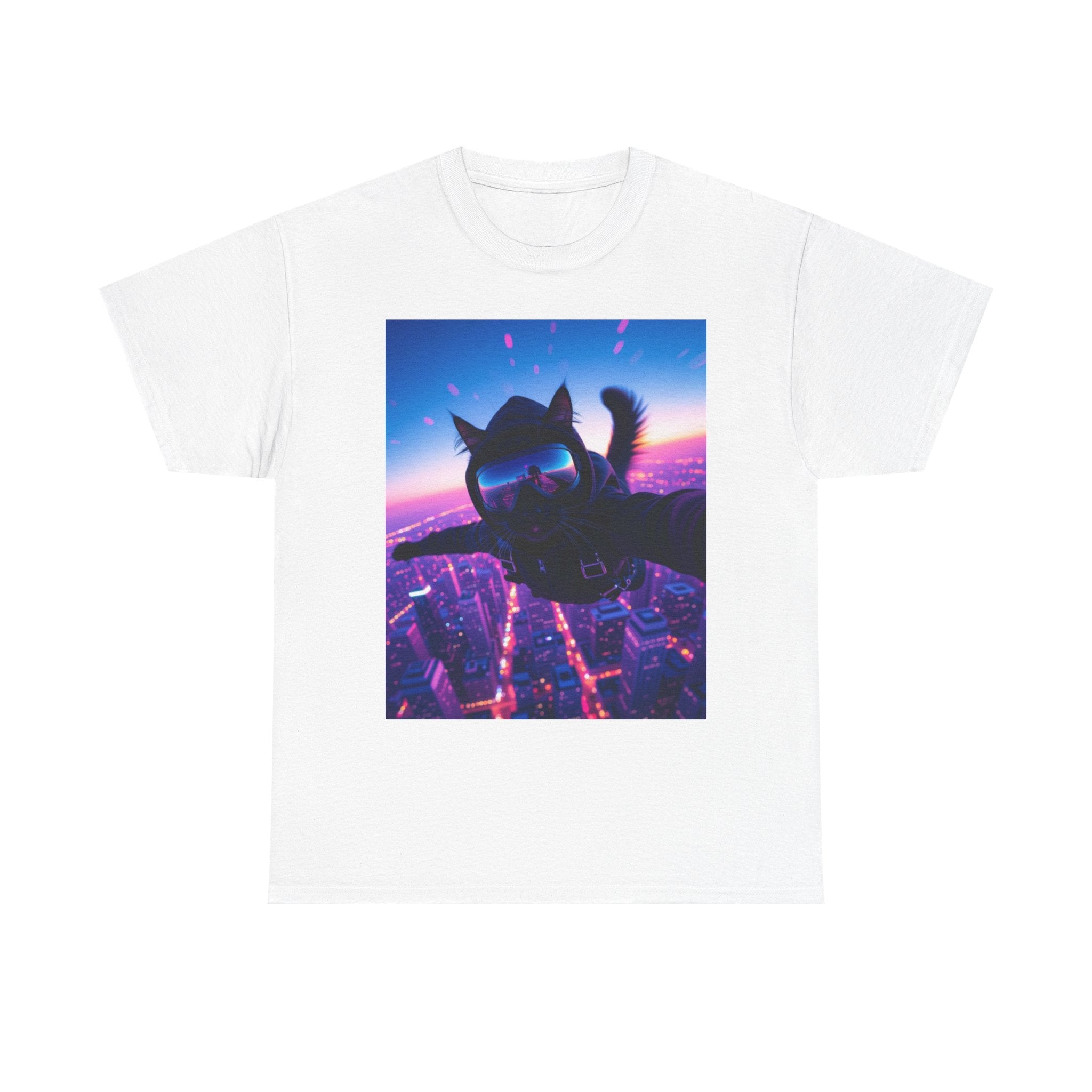 Skydiving Cat, Unisex Cotton Tee